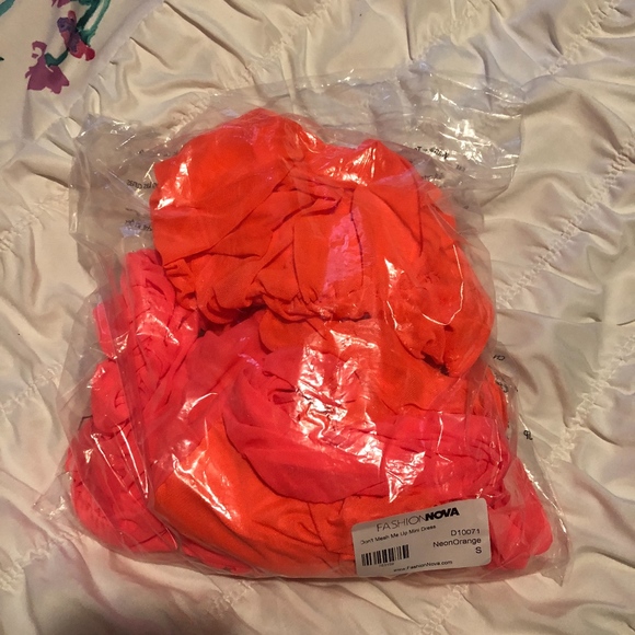 Brand New! Fashion Nova Neon Orange Dress - Picture 4 of 5